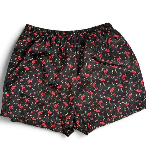 Secret Treasures Size M Set of 3 Cherry Print cami, shorts & robe (red & black) - Picture 5 of 8